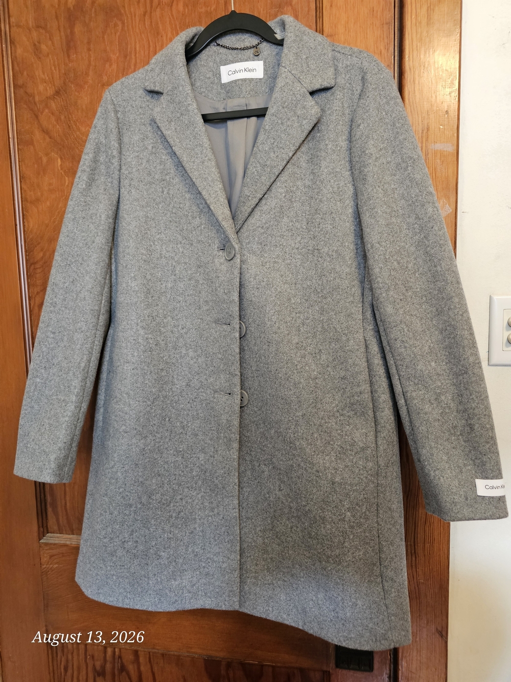 Calvin Klein Women's Light Gray Wool-Blend Pea Coat